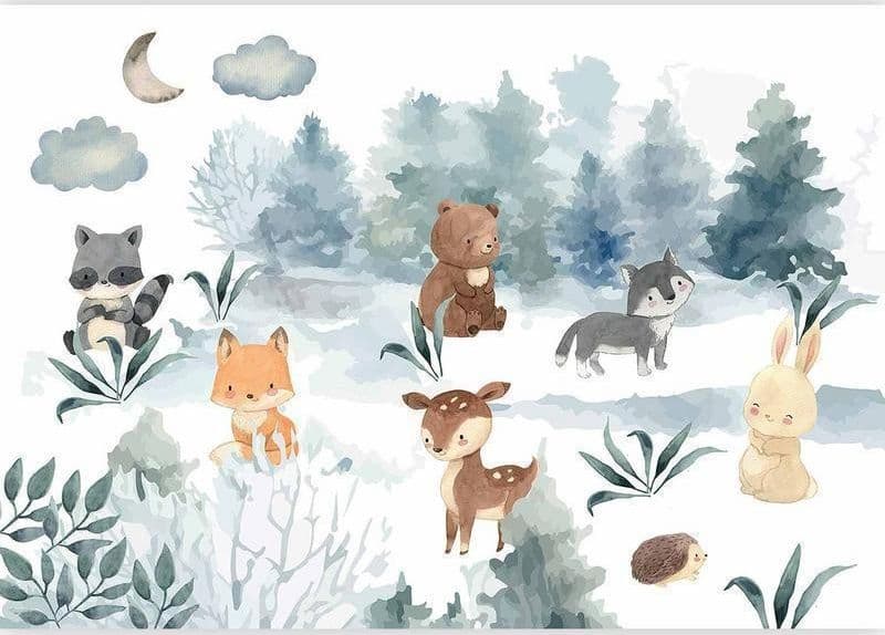 Carta da parati - Forest Games - Animals in a Forest Painted in Watercolours in Carta da parati Collezione Casa - Trebisacce, commercioVirtuoso.it