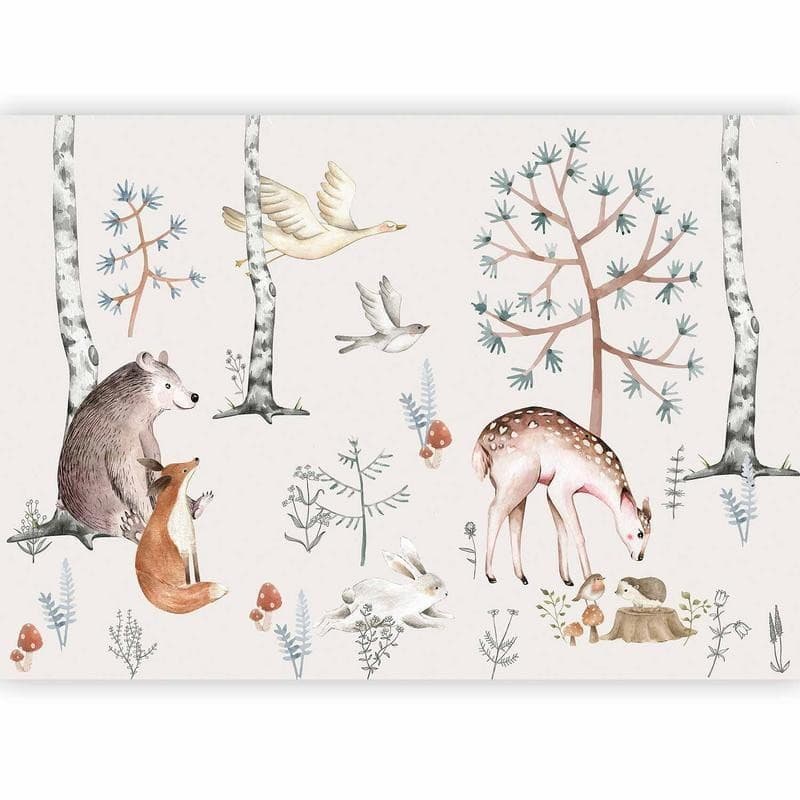 Carta da parati - Forest Land With Animals Painted in Watercolours in Carta da parati Collezione Casa - Trebisacce, commercioVirtuoso.it