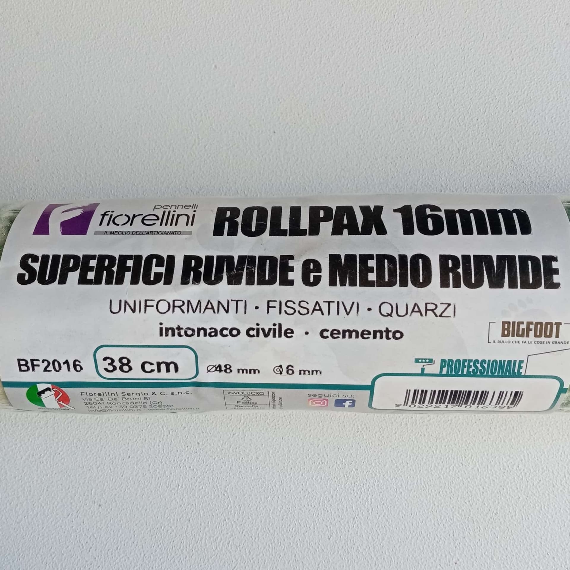 Fiorellini BF2016 rullo da 38cm in microfibra serie big foot senza manico in Rulli per verniciare Aloiserw.com - Altomonte, commercioVirtuoso.it