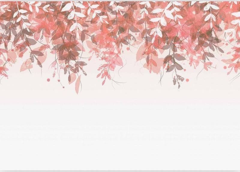 Carta da parati - Under vegetation - hanging vines of pink leaves on a neutral background in Carta da parati Collezione Casa - Trebisacce, commercioVirtuoso.it