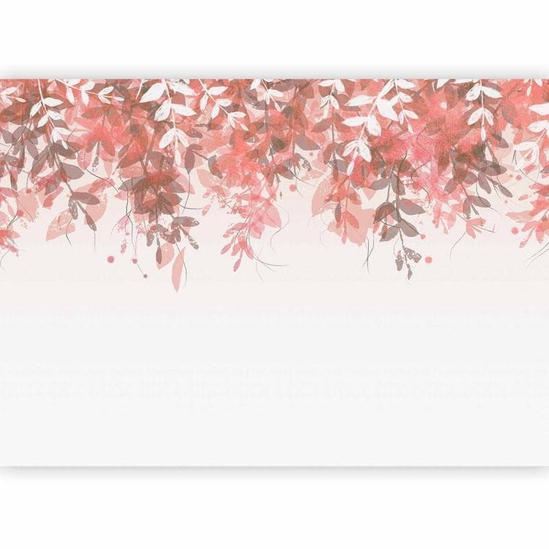 Carta da parati - Under vegetation - hanging vines of pink leaves on a neutral background in Carta da parati Collezione Casa - Trebisacce, commercioVirtuoso.it