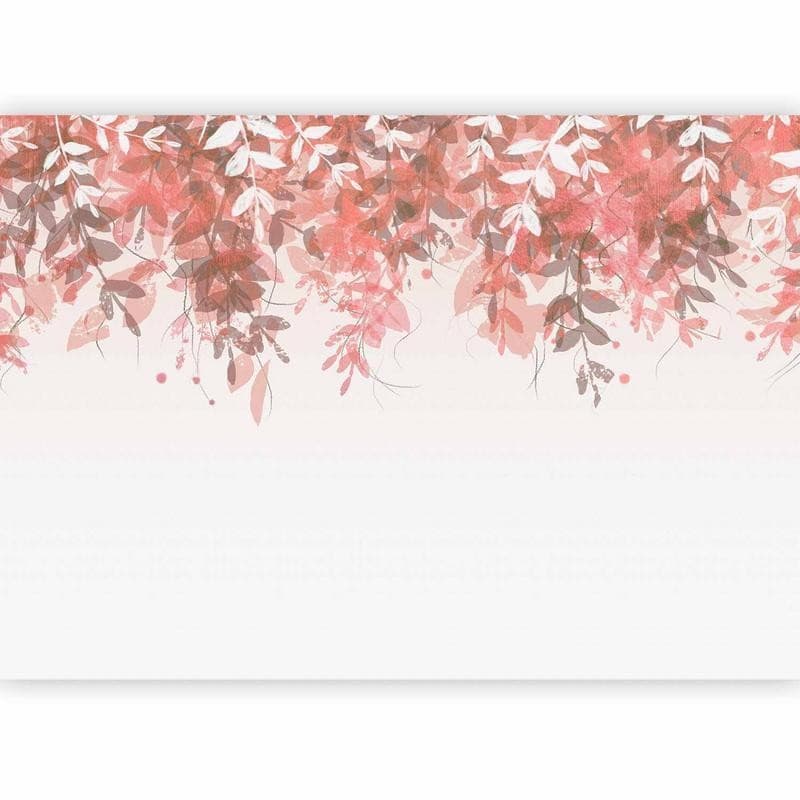 Carta da parati - Under vegetation - hanging vines of pink leaves on a neutral background in Carta da parati Collezione Casa - Trebisacce, commercioVirtuoso.it