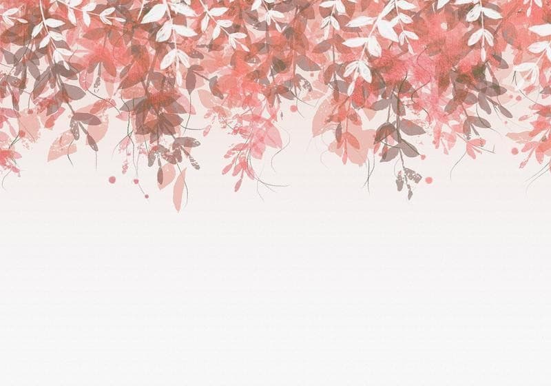 Carta da parati - Under vegetation - hanging vines of pink leaves on a neutral background in Carta da parati Collezione Casa - Trebisacce, commercioVirtuoso.it