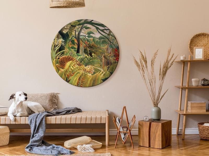 Quadro rotondo - Tiger in a Tropical Storm (Henri Rousseau) in Poster e stampe Collezione Casa - Trebisacce, commercioVirtuoso.it