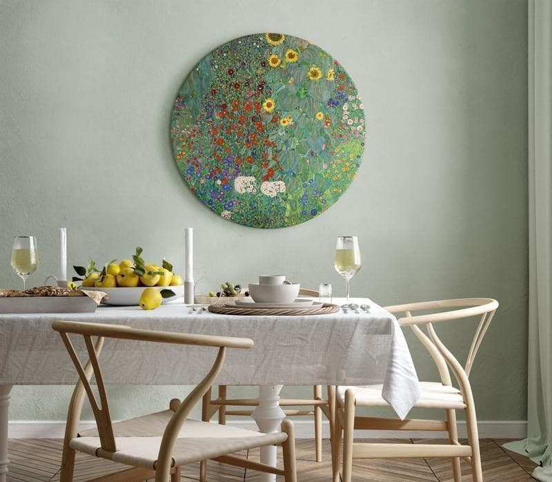 Quadro rotondo - Country Garden With Sunflowers, Gustav Klimt - Multi-Colored Flowers in Poster e stampe Collezione Casa - Trebisacce, commercioVirtuoso.it