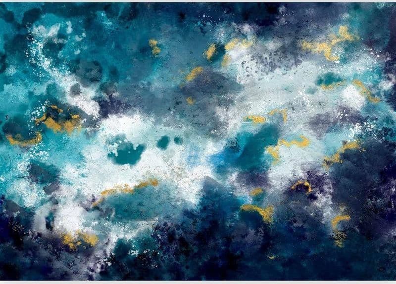 Carta da parati - Stormy ocean - abstract blue composition in watercolour style in Carta da parati Collezione Casa - Trebisacce, commercioVirtuoso.it