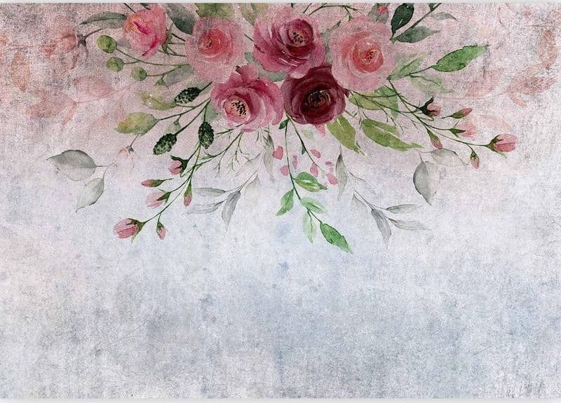 Carta da parati - Summer bloom - plant motif with flowers and leaves in pink tones in Carta da parati Collezione Casa - Trebisacce, commercioVirtuoso.it