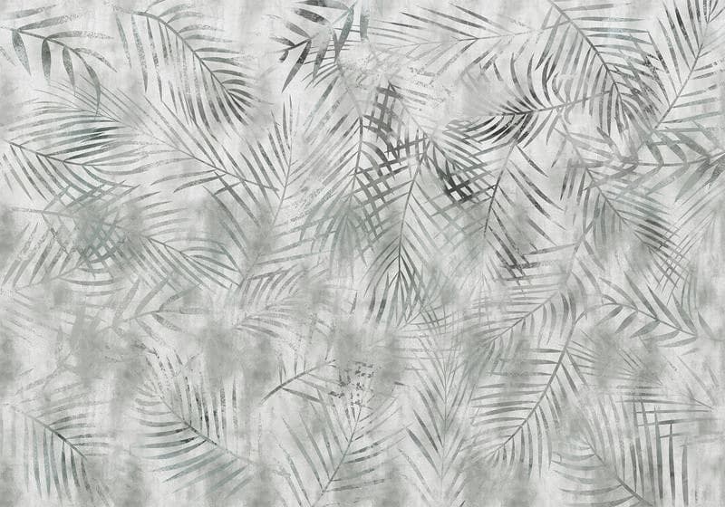 Carta da parati - Minimalist landscape - nature motif with grey exotic leaves in Carta da parati Collezione Casa - Trebisacce, commercioVirtuoso.it