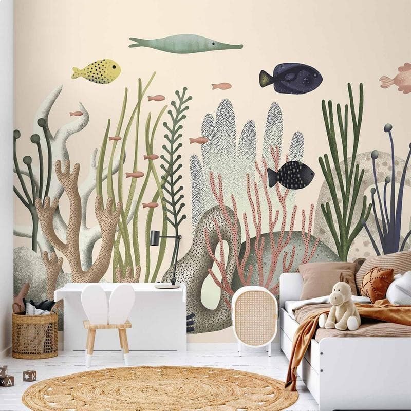 Carta da parati - Underwater World - Fish and Corals in Pastel Colours in Carta da parati Collezione Casa - Trebisacce, commercioVirtuoso.it