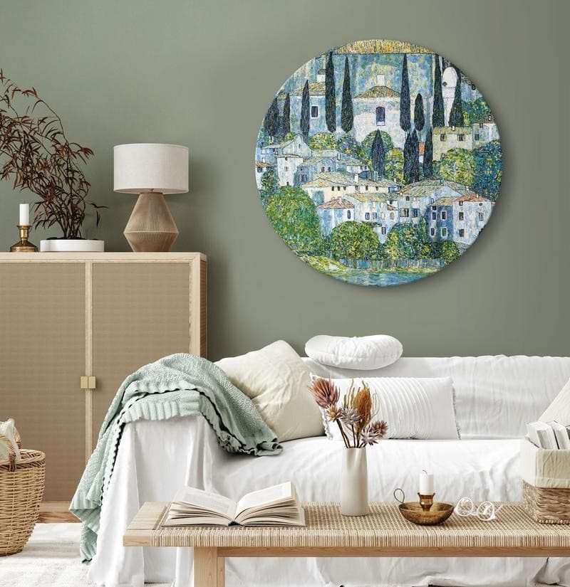 Quadro rotondo - Church in Cassone, Gustav Klimt - German Architecture by the River in Poster e stampe Collezione Casa - Trebisacce, commercioVirtuoso.it