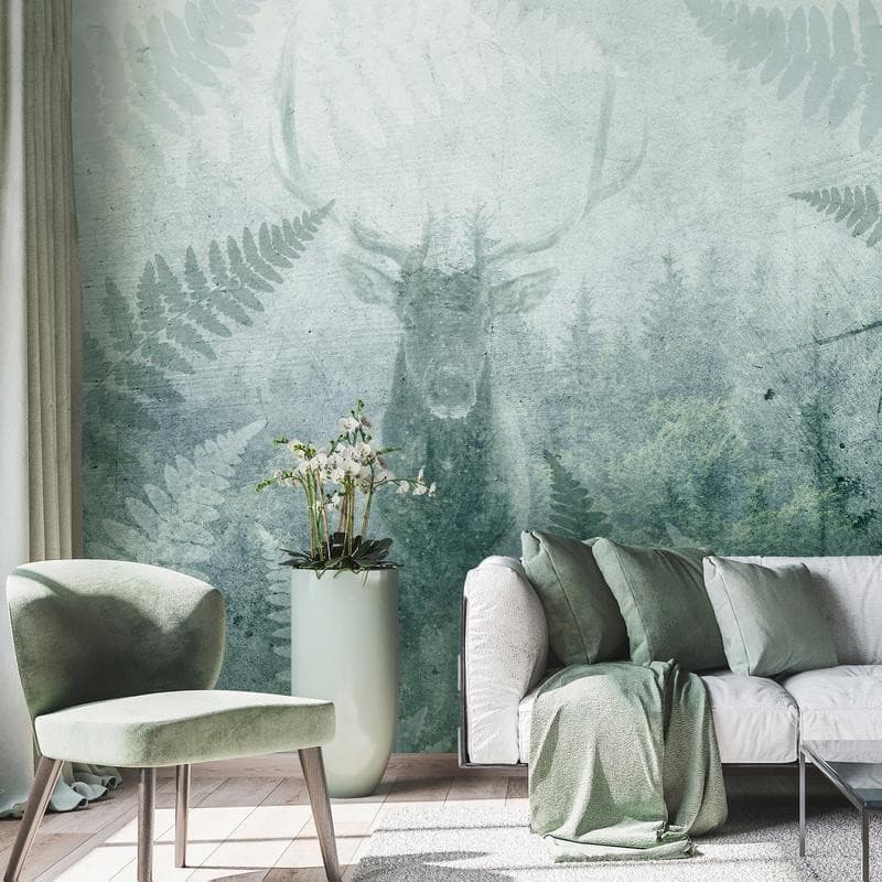 Carta da parati - Deer in Ferns - Third Variant in Carta da parati Collezione Casa - Trebisacce, commercioVirtuoso.it