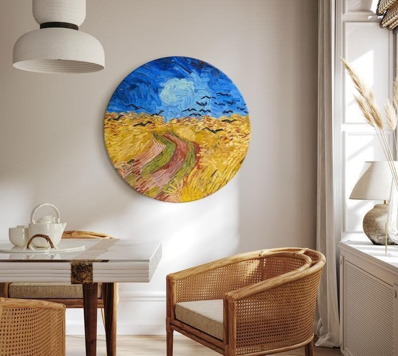 Quadro rotondo - Wheat Field With Crows, Vincent Van Gogh - Summer Countryside Landscape in Poster e stampe Collezione Casa - Trebisacce, commercioVirtuoso.it
