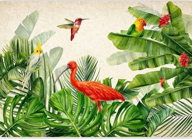 Carta da parati - Exotic Birds - Third Variant in Carta da parati Collezione Casa - Trebisacce, commercioVirtuoso.it