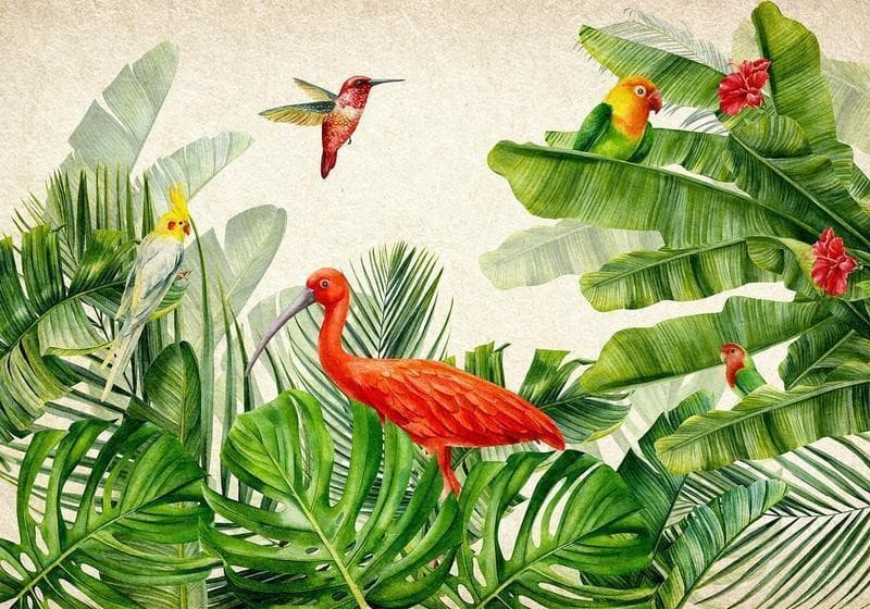 Carta da parati - Exotic Birds - Third Variant in Carta da parati Collezione Casa - Trebisacce, commercioVirtuoso.it