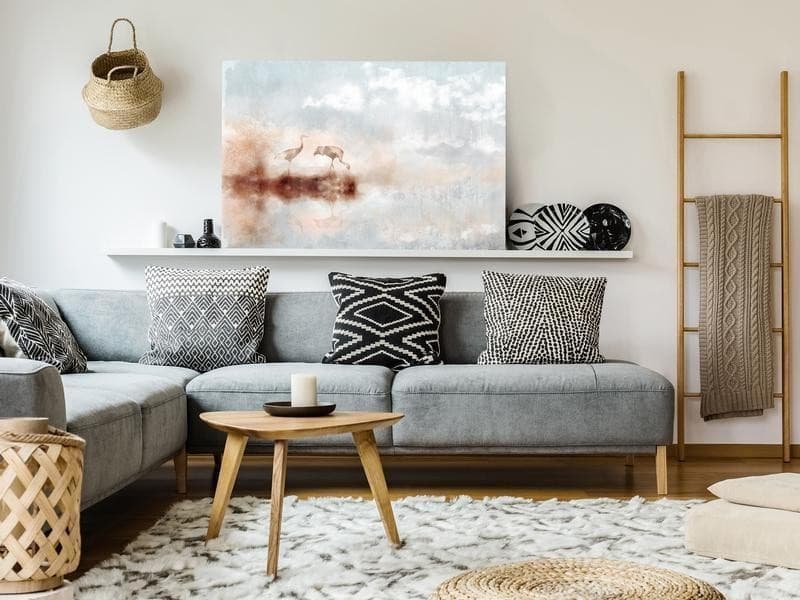 Quadro - Cranes in the Morning (1 Part) Wide in Poster e stampe Collezione Casa - Trebisacce, commercioVirtuoso.it
