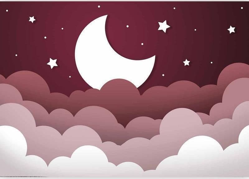 Carta da parati - Moon dream - clouds in a maroon sky with stars for children in Carta da parati Collezione Casa - Trebisacce, commercioVirtuoso.it