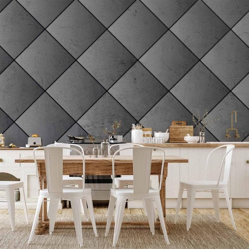Carta da parati - Grey symmetry - geometric pattern in concrete pattern with black joints in Carta da parati Collezione Casa - Trebisacce, commercioVirtuoso.it