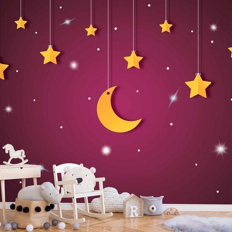 Carta da parati - Skyline - violet night sky landscape with stars for children in Carta da parati Collezione Casa - Trebisacce, commercioVirtuoso.it