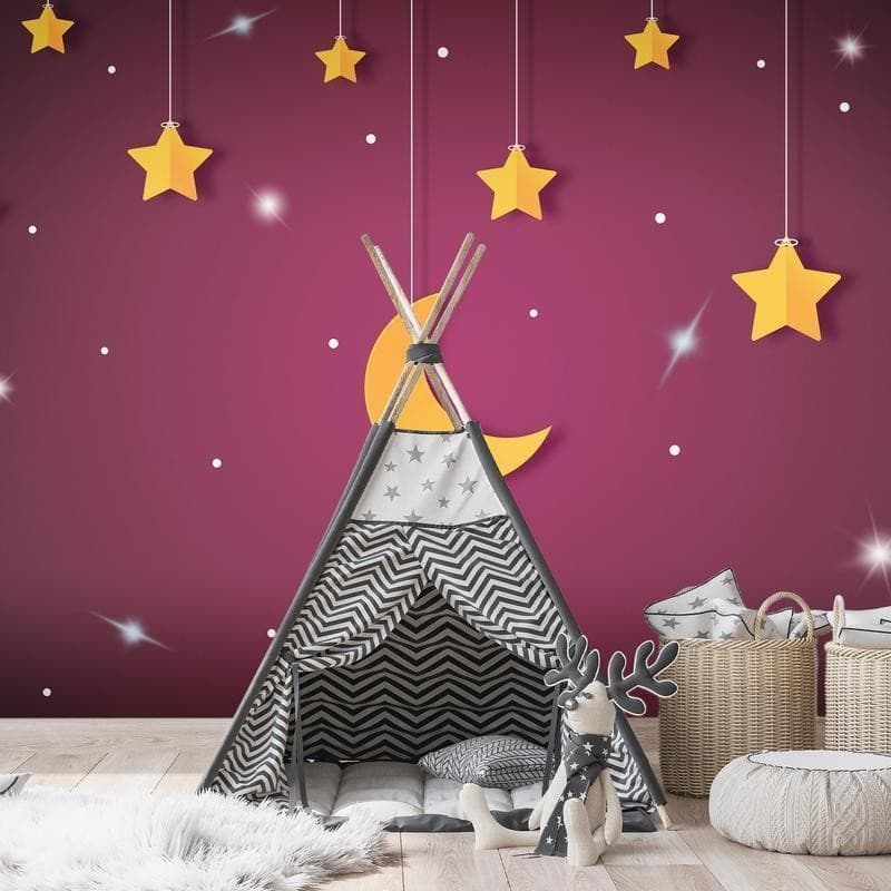 Carta da parati - Skyline - violet night sky landscape with stars for children in Carta da parati Collezione Casa - Trebisacce, commercioVirtuoso.it