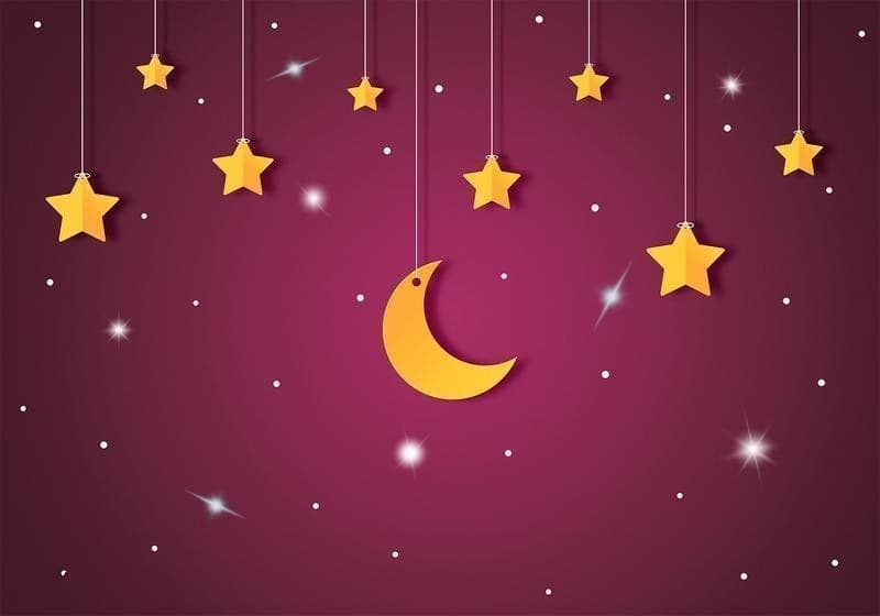 Carta da parati - Skyline - violet night sky landscape with stars for children in Carta da parati Collezione Casa - Trebisacce, commercioVirtuoso.it