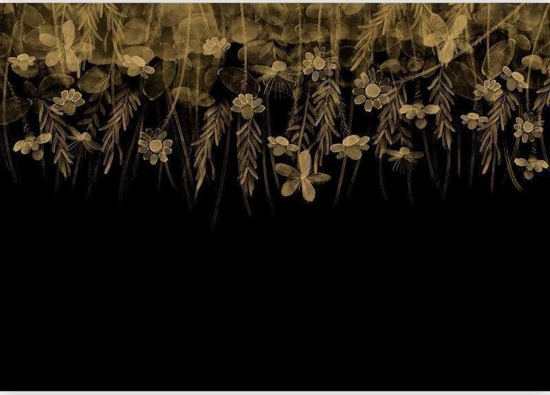 Carta da parati - Nature landscape - black abstract nature motif with flowers in sepia in Carta da parati Collezione Casa - Trebisacce, commercioVirtuoso.it