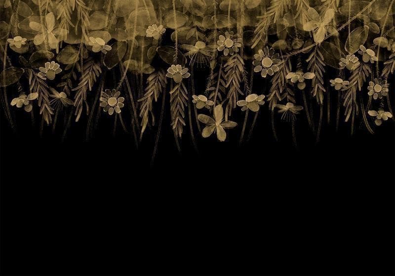 Carta da parati - Nature landscape - black abstract nature motif with flowers in sepia in Carta da parati Collezione Casa - Trebisacce, commercioVirtuoso.it
