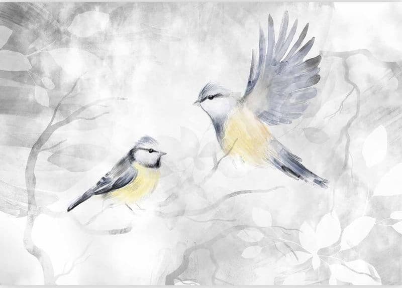 Carta da parati - Watercolor Tit - Second Variant in Carta da parati Collezione Casa - Trebisacce, commercioVirtuoso.it