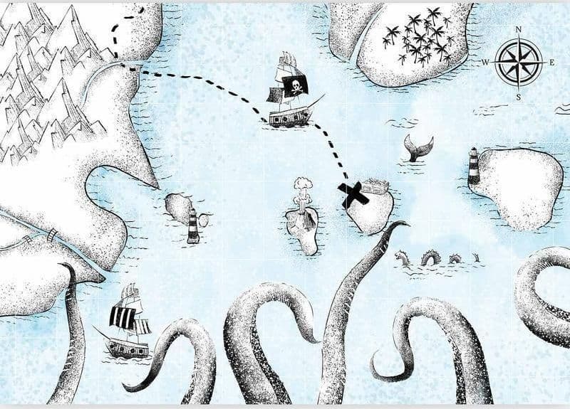 Carta da parati - Treasure Map in Carta da parati Collezione Casa - Trebisacce, commercioVirtuoso.it
