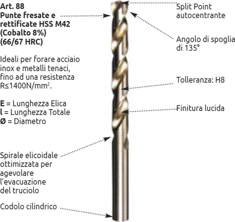 Stella Bianca 11,00mm punta elicoidale HSS Cobalto 8% DIN 338 in Set punte per trapani Aloiserw.com - Altomonte, commercioVirtuoso.it