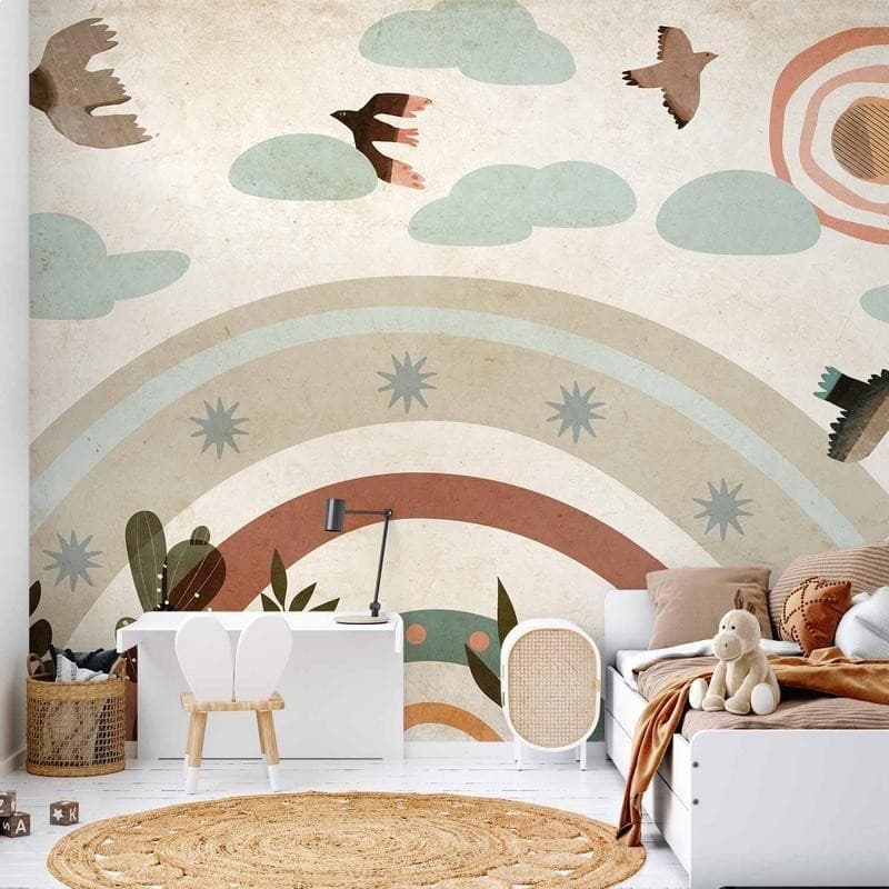 Carta da parati - Rainbow and Birds in Carta da parati Collezione Casa - Trebisacce, commercioVirtuoso.it