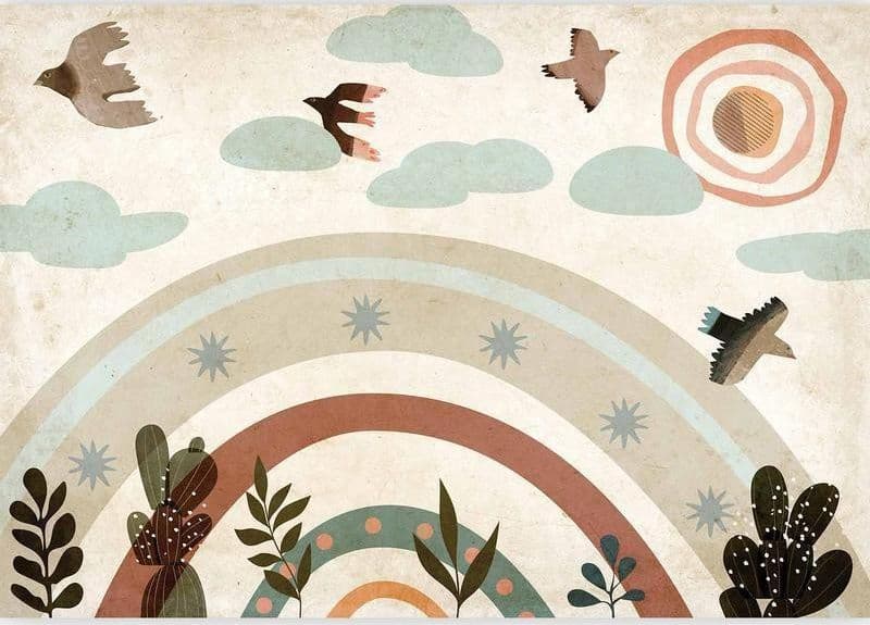 Carta da parati - Rainbow and Birds in Carta da parati Collezione Casa - Trebisacce, commercioVirtuoso.it