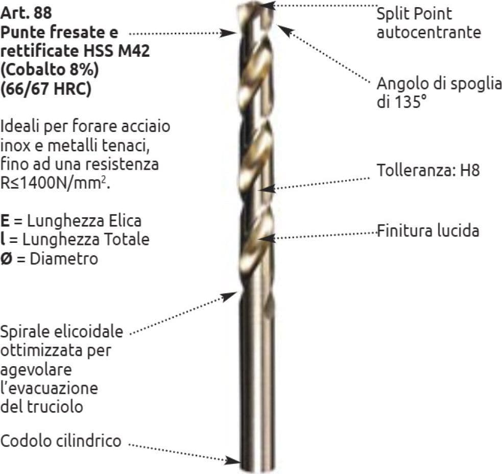 Stella Bianca 7,00mm punta elicoidale HSS Cobalto 8% DIN 338 in Set punte per trapani Aloiserw.com - Altomonte, commercioVirtuoso.it