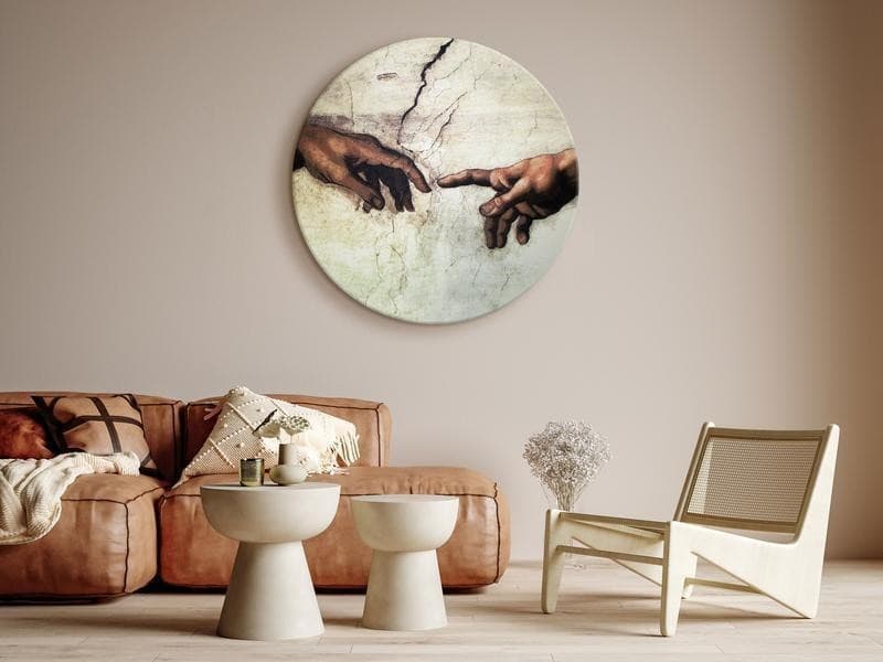 Quadro rotondo La Creazione di Adamo Michelangelo riproduzione in Poster e stampe Collezione Casa - Trebisacce, commercioVirtuoso.it