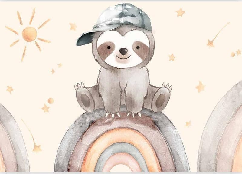 Carta da parati - Little Sloth Among Stars and Rainbows in Carta da parati Collezione Casa - Trebisacce, commercioVirtuoso.it
