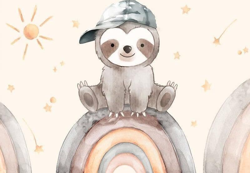 Carta da parati - Little Sloth Among Stars and Rainbows in Carta da parati Collezione Casa - Trebisacce, commercioVirtuoso.it