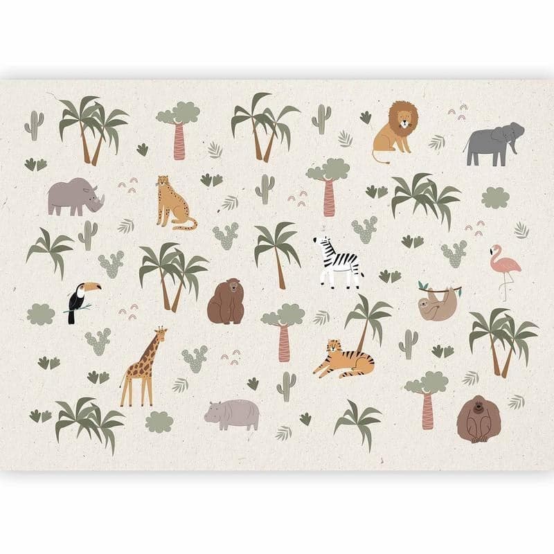 Carta da parati - African Composition - Animals for the Childrens Room on a Paper Background in Carta da parati Collezione Casa - Trebisacce, commercioVirtuoso.it