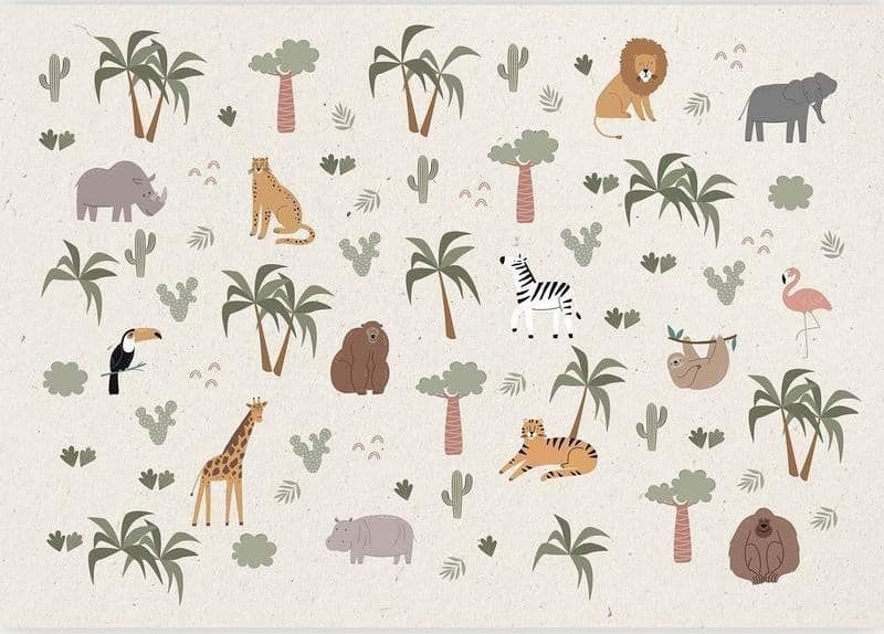 Carta da parati - African Composition - Animals for the Childrens Room on a Paper Background in Carta da parati Collezione Casa - Trebisacce, commercioVirtuoso.it