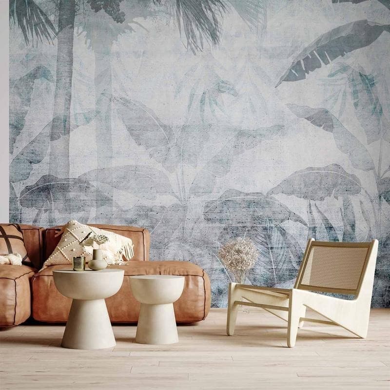 Carta da parati - Vanishing jungle - landscape of exotic nature in blue tones in Carta da parati Collezione Casa - Trebisacce, commercioVirtuoso.it