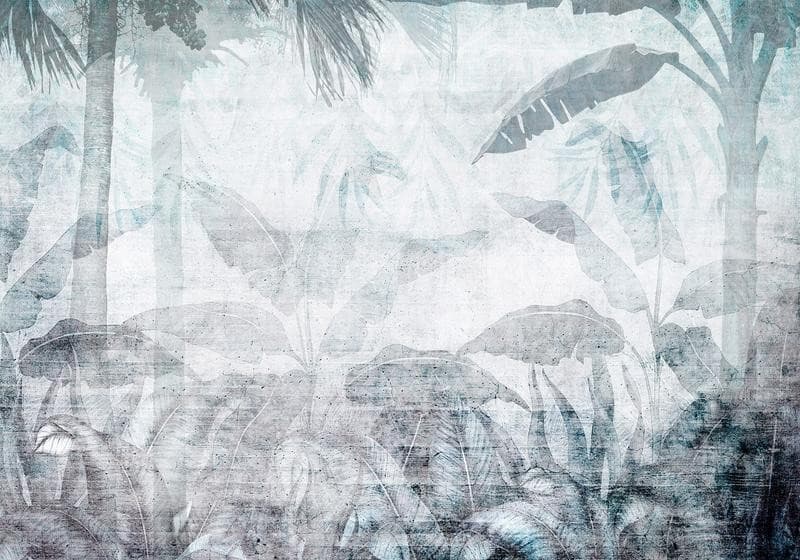 Carta da parati - Vanishing jungle - landscape of exotic nature in blue tones in Carta da parati Collezione Casa - Trebisacce, commercioVirtuoso.it