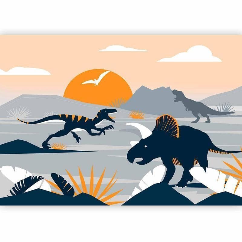 Carta da parati - Last dinosaurs with orange - abstract landscape for a room in Carta da parati Collezione Casa - Trebisacce, commercioVirtuoso.it