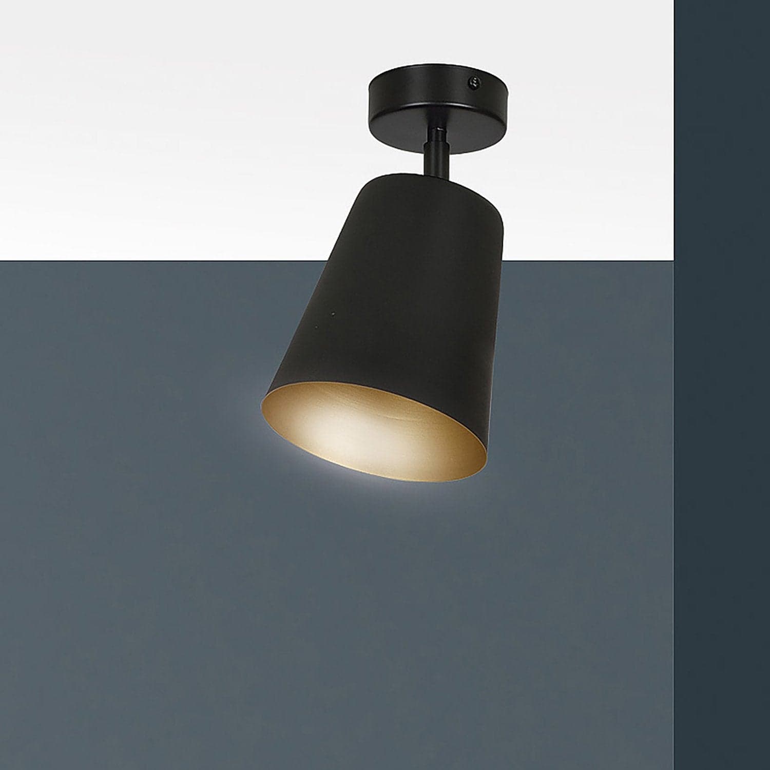 Faretto Spot 1 Luce Prism Con Cono In Acciaio Nero E Oro Interno in Plafoniere LuceArt - Montecorvino Pugliano, commercioVirtuoso.it