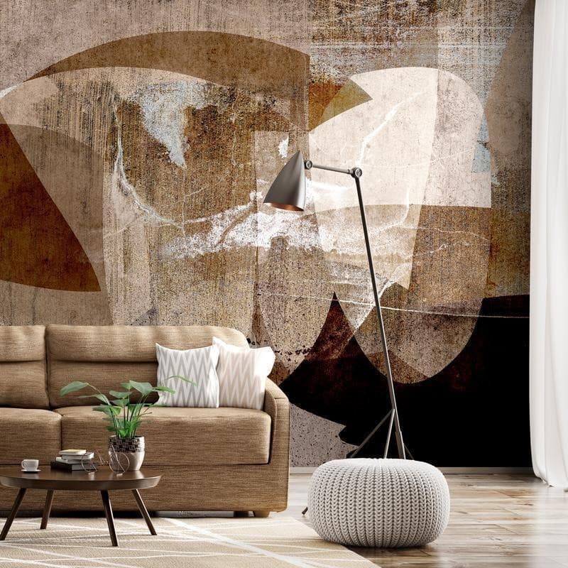 Carta da parati - Geometric abstraction with shapes - composition in brown colours in Carta da parati Collezione Casa - Trebisacce, commercioVirtuoso.it