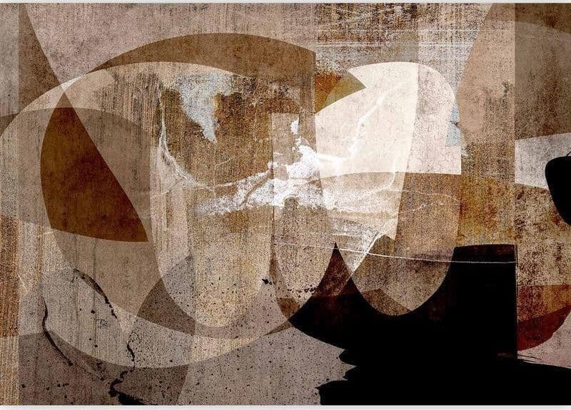 Carta da parati - Geometric abstraction with shapes - composition in brown colours in Carta da parati Collezione Casa - Trebisacce, commercioVirtuoso.it