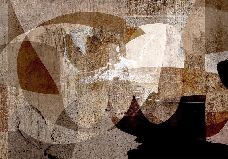 Carta da parati - Geometric abstraction with shapes - composition in brown colours in Carta da parati Collezione Casa - Trebisacce, commercioVirtuoso.it