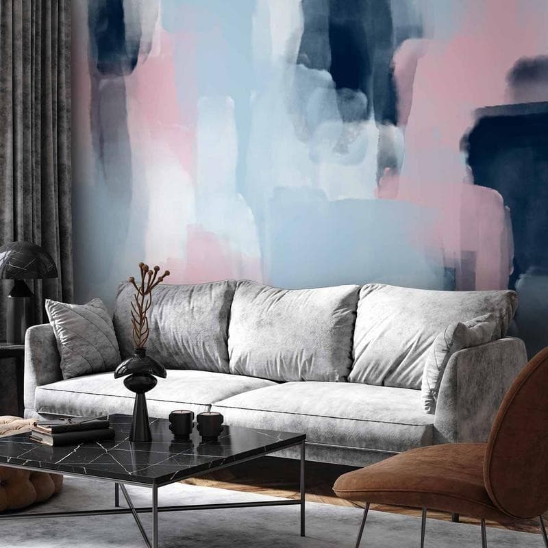Carta da parati - Harmonious colours - abstract with blue and pink shapes in Carta da parati Collezione Casa - Trebisacce, commercioVirtuoso.it