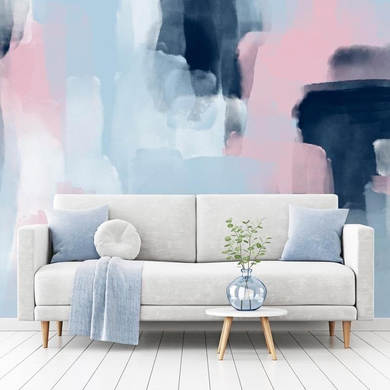 Carta da parati - Harmonious colours - abstract with blue and pink shapes in Carta da parati Collezione Casa - Trebisacce, commercioVirtuoso.it