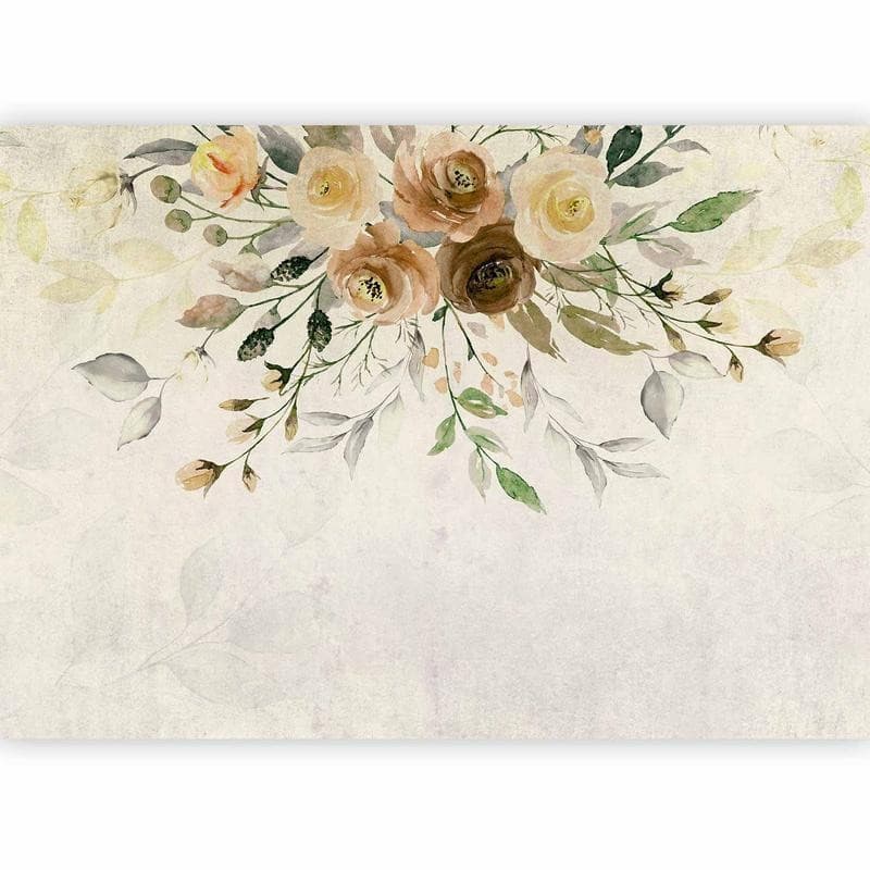 Carta da parati - Summer bloom - retro floral motif with flowers and leaves with patterns in Carta da parati Collezione Casa - Trebisacce, commercioVirtuoso.it