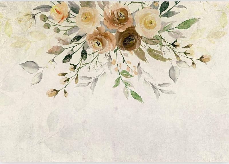 Carta da parati - Summer bloom - retro floral motif with flowers and leaves with patterns in Carta da parati Collezione Casa - Trebisacce, commercioVirtuoso.it