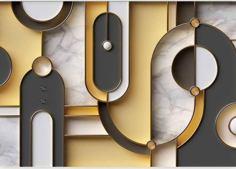 Carta da parati - Gold-marble Geometric Pattern in Carta da parati Collezione Casa - Trebisacce, commercioVirtuoso.it