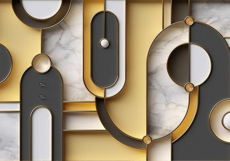 Carta da parati - Gold-marble Geometric Pattern in Carta da parati Collezione Casa - Trebisacce, commercioVirtuoso.it